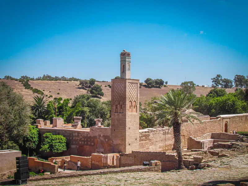 The minaret of Chellah among the ruins